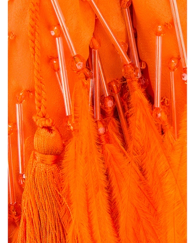 Shop Attico Feather Pouch Bag In Orange