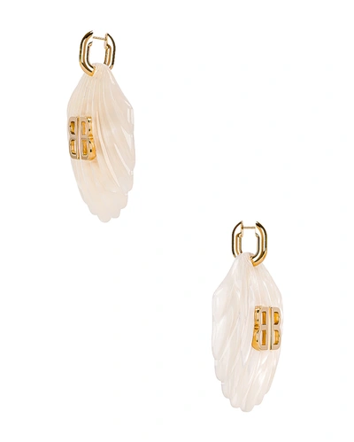 Shop Balenciaga Mermaid Earrings In Marble White & Gold