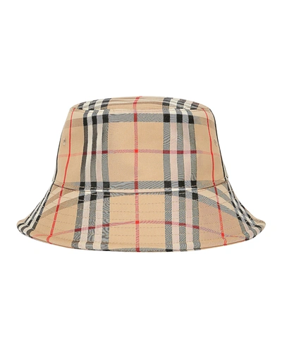 Shop Burberry Check Bucket Hat In Archive Beige