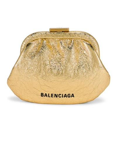 Shop Balenciaga Cloud Coin Purse In Gold