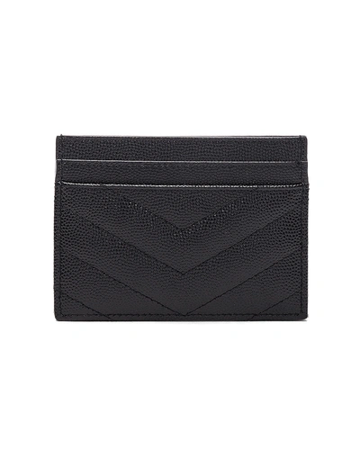 Saint Laurent Monogram Matelassé Leather Card Case In Black & Gold