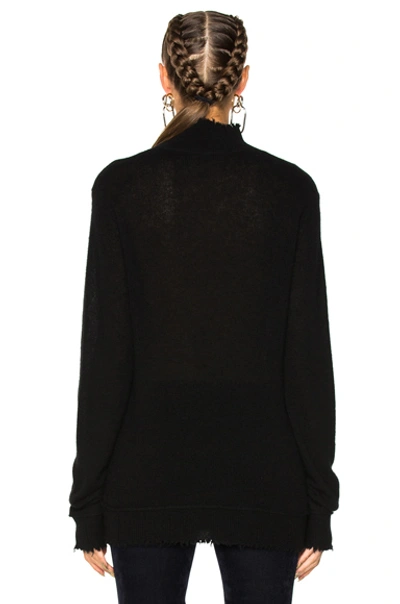 Shop R13 Distressed Edge Cashmere Turtleneck Sweater In Black