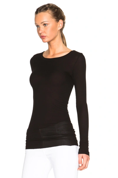 Enza Costa Rib Viscose-blend Tee In Black