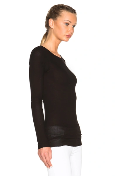 Enza Costa Rib Viscose-blend Tee In Black