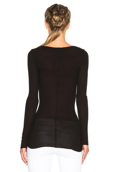 Enza Costa Rib Viscose-blend Tee In Black