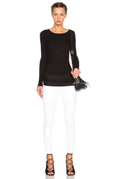 Enza Costa Rib Viscose-blend Tee In Black