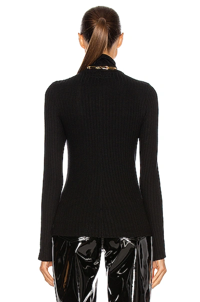 Shop Enza Costa Sweater Rib Split Sleeve Fitted Turtleneck Top In Black