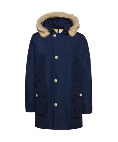 Shop Woolrich Arctic Parka With Detachable Fur In Melton Blue