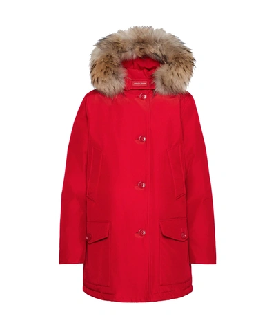 Shop Woolrich Arctic Parka Detachable Fur In Sky Red