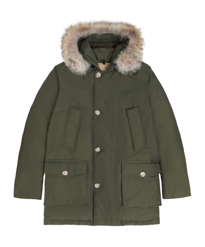 Shop Woolrich Arctic Parka With Detachable Fur In Dark Green
