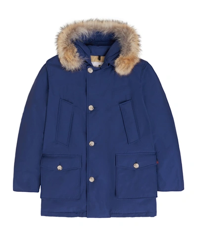 Shop Woolrich Arctic Parka With Detachable Fur In Blue Iris