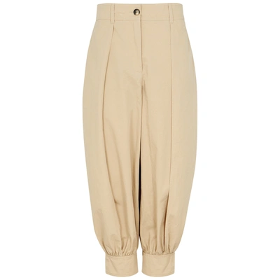 Shop Jw Anderson Sand Cropped Cotton-twill Trousers In Beige