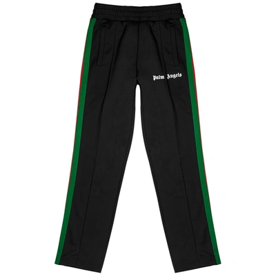 Shop Palm Angels Black Striped Jersey Sweatpants In Black And White