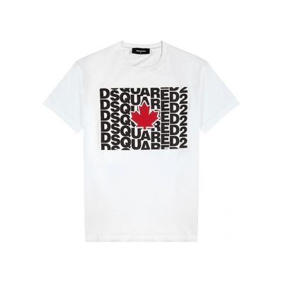 Shop Dsquared2 White Logo-print Cotton T-shirt
