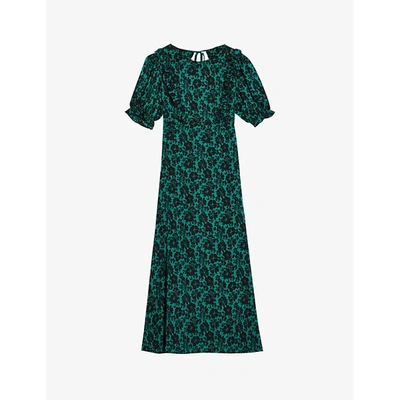 Shop Topshop Daisy Floral-print Crepe Midi Dress In Green