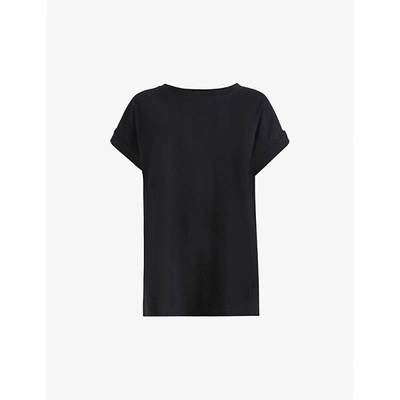 Shop Allsaints Imogen Chain-embellished Cotton-jersey T-shirt In Black