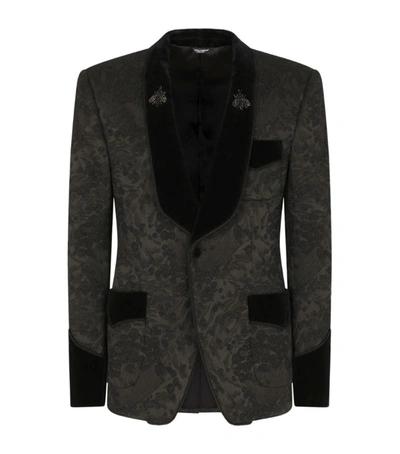 Shop Dolce & Gabbana Embellished Jacquard Tuxedo Blazer In Multi