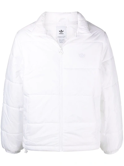 Shop Adidas Originals Padded Stand Collar Puffer Jacket In White