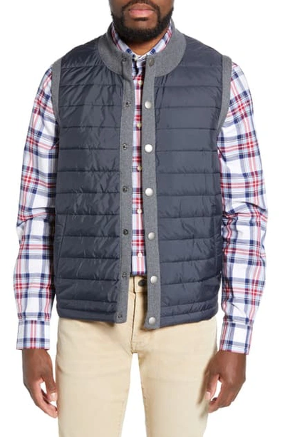 Shop Barbour 'essential' Tailored Fit Mixed Media Vest In Dnu/mid Grey