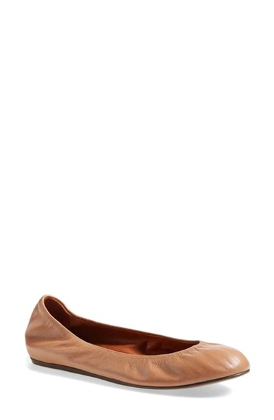 Shop Lanvin Patent Leather Ballerina Flat (women) In Nude Leather