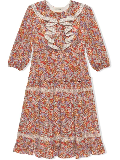 Shop Gucci Liberty Floral Dress In Red