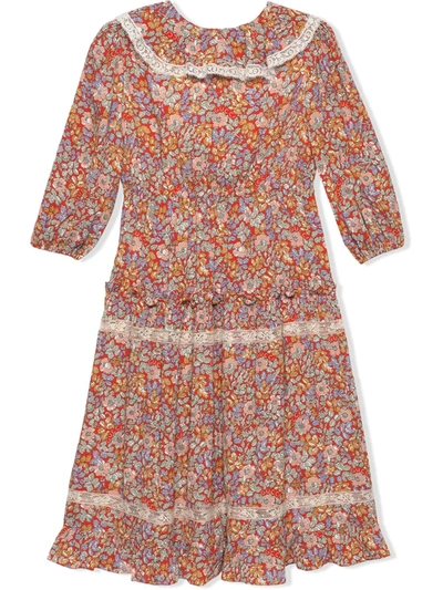 Shop Gucci Liberty Floral Dress In Red