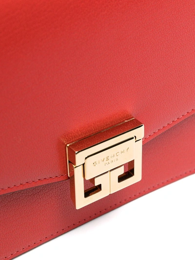 Shop Givenchy Gv3 Leather Wallet On Chain In Red