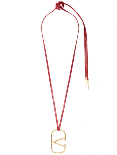 Shop Valentino Vlogo Necklace In Red