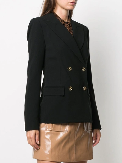 Shop Michael Michael Kors Double Breasted Fitted Blazer In Black