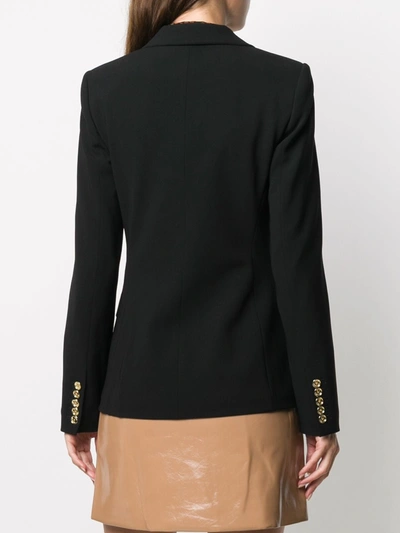 Shop Michael Michael Kors Double Breasted Fitted Blazer In Black
