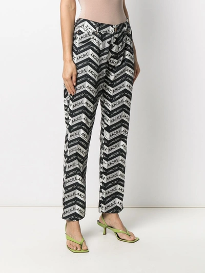 Shop Alessandro Enriquez Cotton Zigzag Print Straight-leg Trousers In Black