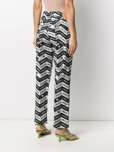 Shop Alessandro Enriquez Cotton Zigzag Print Straight-leg Trousers In Black