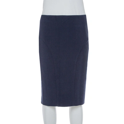 Pre-owned Emporio Armani Navy Blue Crepe Pencil Skirt S