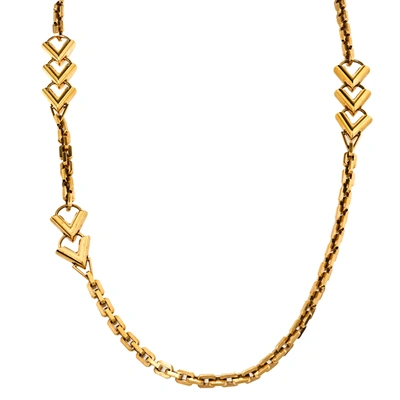 Pre-owned Louis Vuitton Gold Tone V Chain Sautoir Necklace