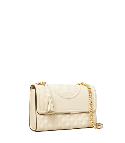 Shop Tory Burch Fleming Convertible Shoulder Bag In New Cream