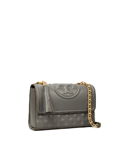 Shop Tory Burch Fleming Convertible Shoulder Bag In Overcast