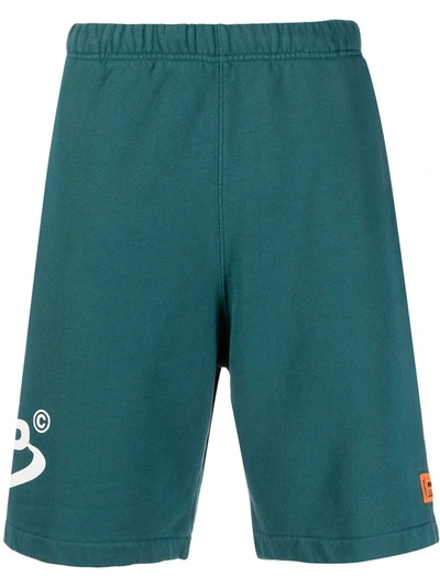 Shop Heron Preston Logo Print Sweat-shorts In Blue