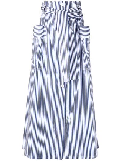Shop P.a.r.o.s.h Tie-waist Pinstripe Skirt In Blue
