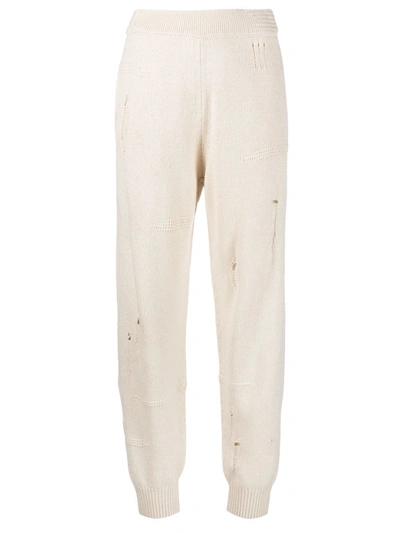Shop Helmut Lang Wool-cashmere Blend Knit Track Pants In Neutrals