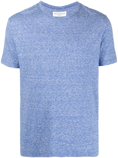 Shop Officine Generale Silk-cotton Blend T-shirt In Blue