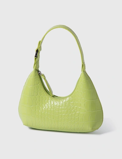 Shop By Far Baby Amber Matcha Croco Embossed Leather In Green