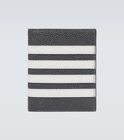 Shop Thom Browne Double 4-bar Cardholder In Grey