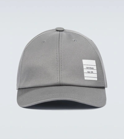 Thom Browne Cotton Twill Baseball Cap In Grey