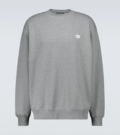 Shop Acne Studios Forba Face Oversized Sweatshirt In Grey