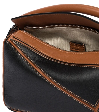 Shop Loewe Puzzle Mini Leather Shoulder Bag In Black