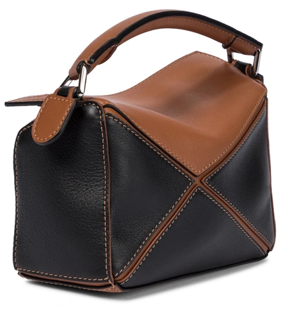 Shop Loewe Puzzle Mini Leather Shoulder Bag In Black