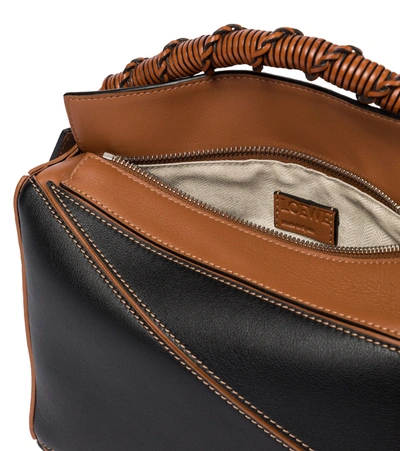 Shop Loewe Puzzle Craft Small Leather Shoulder Bag In Black