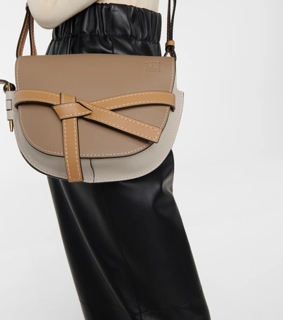 Shop Loewe Gate Small Leather Crossbody Bag In Beige