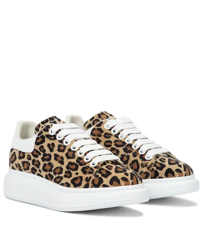 Shop Alexander Mcqueen Oversized Leopard-print Leather Sneakers In Beige
