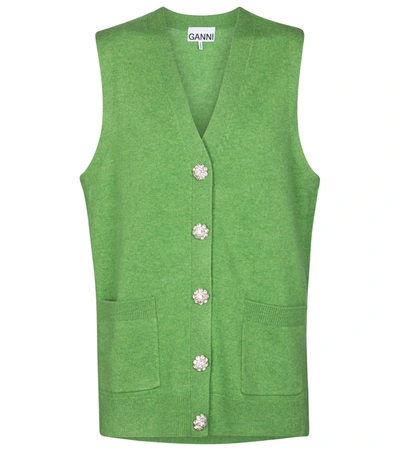 Shop Ganni Cashmere Vest In Green